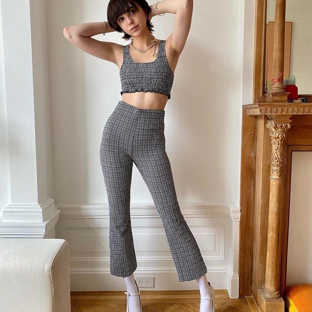Wray NYC Gingham cropped flare pants set, NWT